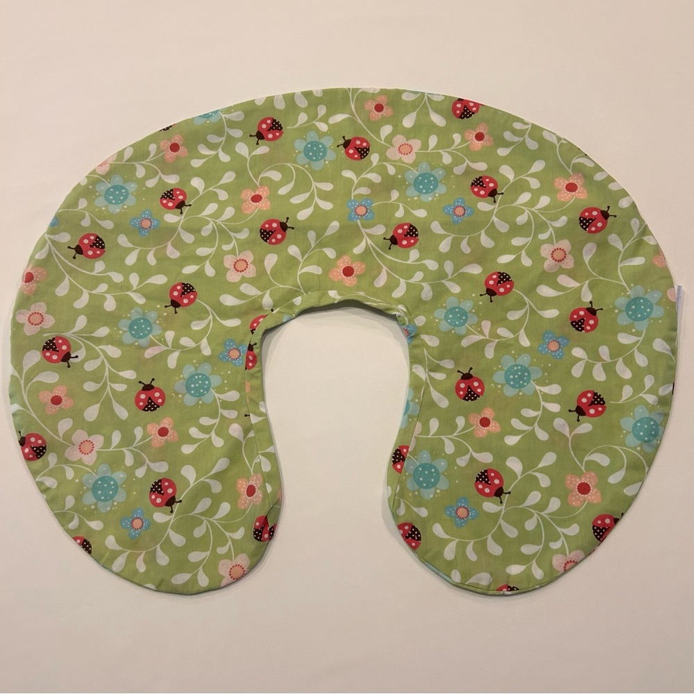 The Original Boppy, Boppy Cover, green with ladybugs. Like new.